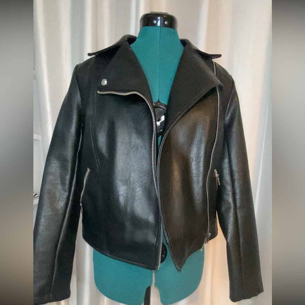 SALE!!! See video,Biker Jacket, leather jacket,black jacket,warm jacket